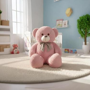 Imagem de Urso Pelúcia Teddy Pequeno Hipoalergênico Macio Laço Removível - Migue