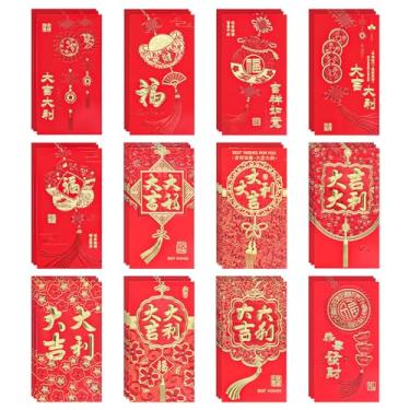 Imagem de Envelope vermelho de ano novo, envelopes chineses de dinheiro da sorte envelopes Hong Bao envelopes vermelhos chineses envelope bolso para festival de primavera casamento aniversário (tipo C)