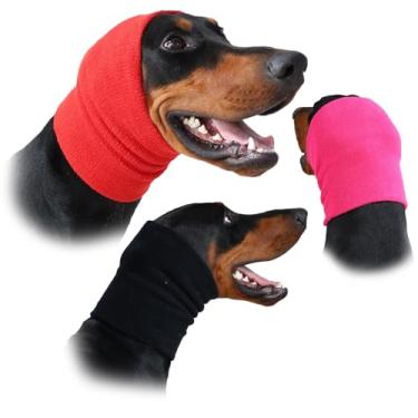 Imagem de Harbyel Pacote com 3 (P, M, G) Moletom com capuz calmante para cães e gatos - Protetor de ouvido original para alívio da ansiedade, capa de cabeça com cancelamento de ruído para higiene, banho