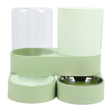 Imagem de HEEPDD Alimentador Automático para Gatos por Gravidade e Dispensador de água, Alimentador Automático para Gatos de Grande Capacidade 2 Em 1 Com Rotação de 180 Graus e Tigelas de Aço (GREEN)