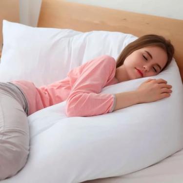 Imagem de Travesseiro de Corpo GIGANTE 140cm x 40cm – Body Pillow com Capa Impermeável Conforto Premium para Dormir de Lado (1 UNIDADE)