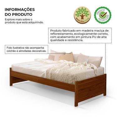 Imagem de Cama Solteiro Mona Turca Gabrieli Madeira Maciça Castanho