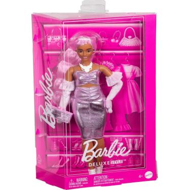 Imagem de Boneca Barbie Fashion Deluxe Vestido Metálico Mattel HYV25