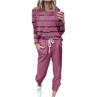 Imagem de Outfit hmbudp Fall 2024 de duas peças para mulheres XXL listrada/bloco
