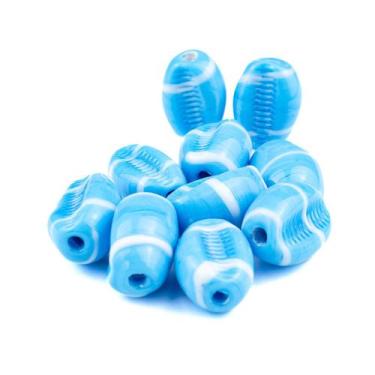 Imagem de Kit c/10 Firmas Búzios 22mm Azul Cl e Branco Murano Guias - Lua Místic