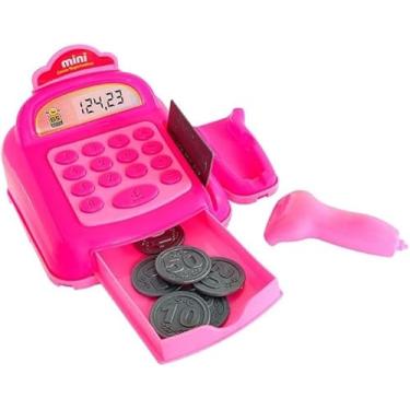 Imagem de Mini Caixa Registradora Infantil com Moedas, Cartão e Som de Bip, Brinquedo Educativo