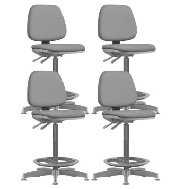 Imagem de Kit 04 Cadeiras Caixa Alta Giratória Estofada Work F02 Crepe Preto - Lyam Decor