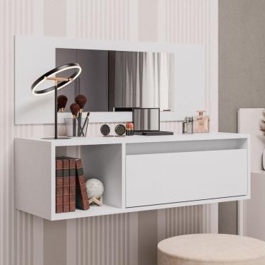 Imagem de Penteadeira Camarim Eva Suspensa Com Espelho 1 Porta - Ssx Multicoisas Cor Branco