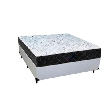 Imagem de Cama Box Casal Sintético Branco Com Colchão Espuma D33 Marrocos 30cm
