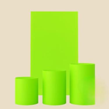 Imagem de Kit Capa De Painel Romano Liso Retângulo Dupla Face Duas Cores E Trio Cilindros De Malha Gel Premium(Verde neon)