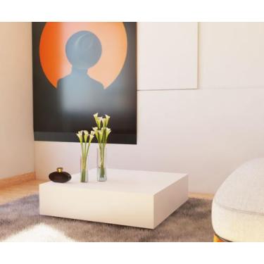 Imagem de Mesa de Centro 60x60cm Quadrada MDF Preta Branca Laqueado Sala Casa No