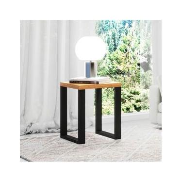 Imagem de Mesa de Canto Quadrada em MDF 44 x 55 cm F33 Freijó/Preto Dalla Costa