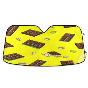Imagem de Blueangle Barras de chocolate para para-brisa de carro protetor solar para carros - Proteção UV dobrável, ajuste universal 139.7 cm x 70.1 cm protetor de para-brisa frontal (226)