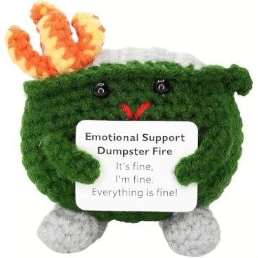 Imagem de Suporte emocional de crochê de fogo de lixo, presente de apoio positivo feito à mão para conselheiro, professor, gerente de trabalho, decoração de mesa de escritório, presente engraçado para alívio de