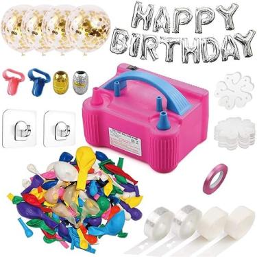 Imagem de Kit de Bomba Balão Elétrica 600W Inflador Portátil com Bicos Duplos Modos Automático e Inflação Máquina Ar para Balões ETL Decoração Festa Aniversário Casamento Festival
