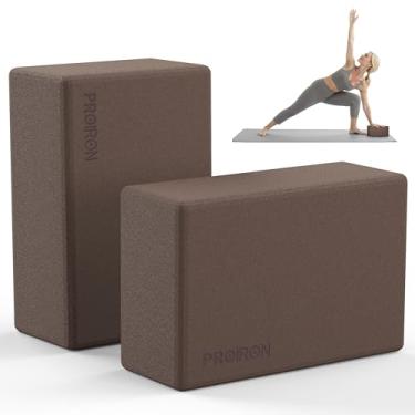 Imagem de PROIRON Blocos de ioga pacote com 2 blocos elásticos de espuma vinílica acetinada de alta densidade para ioga, pilates - leve, de suporte, 23 x 15 x 7,6 cm