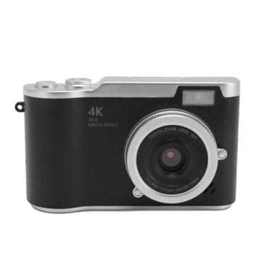 Imagem de Cryfokt Câmera CCD 48MP 4K Vídeo Digital Portátil Com Tela Reversível para Selfie Fotografia de Graduação Em Viagens Ao Ar Livre, ABS 2,4 pol., Branco (Preto)