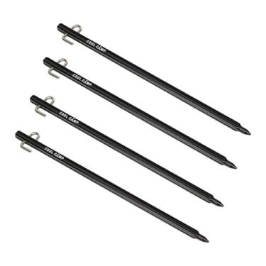 Imagem de Generic Conjunto de 4 estacas de barraca com cabeça em gancho para camping, ideais para fixação no solo em toldos e abrigos.