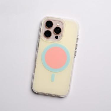 Imagem de Capa magnética simples e colorida para iPhone 16 Pro Max, 15 Pro, 14, 13 e 12, com carregamento sem fio, borda macia e antiderrapante, F, para iPhone 13ProMax (6,7")