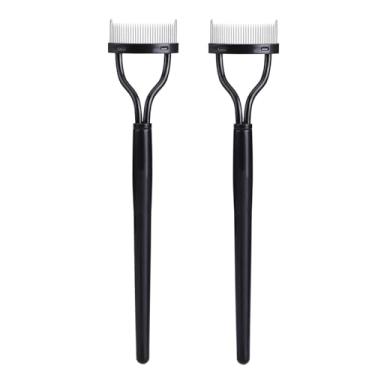 Imagem de Pacote com 2 escovas profissionais de pente de cílios com capa de pente/design de arcos/removedor de touceiras de rímel/separador de cílios