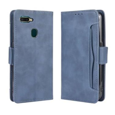 Imagem de Capa para OPPO A5S/AX5S,Retro magnético Flip Case,Design de carteira de couro PU com slots de cartão removíveis -Blue