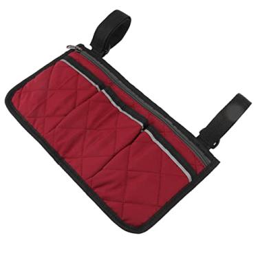 Imagem de HEEPDD Bolsa Lateral para Cadeira de Rodas, Bolsa para Cadeira de Rodas Com Vários Bolsos para Usuários de Mobilidade Ao Ar Livre Lateral para de , Necessidades Diárias Domésticas de Poliéster à Prova d'água (Vermelho)
