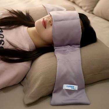 Imagem de Máscara de sono ponderada para olhos secos, máscara de gravidade para ansiedade e viagem respirável (roxa)