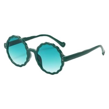 Imagem de HCHES Óculos de Sol Redondos Pequenos e Modernos com Armação Circular, Proteção UV400 e Rebites, para Mulheres e Homens (GREEB)