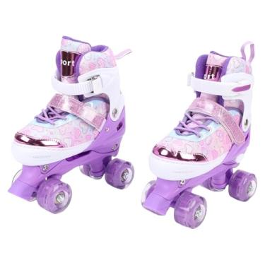 Imagem de Luocute Patins de Fileira Dupla para Meninas, Patins de Rolamento ABEC Ajustáveis ​​de 4 Tamanhos Com Rodas de LED Piscantes e Proteção Tripla de Tornozelo, para Meninas de 6 a 12 Anos Em (M)