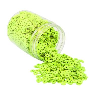 Imagem de Mandala Crafts Kit de contas de argila de polímero verde limão de 8 mm para pulseiras da amizade - 1500 contas de disco verde-limão Heishi para fazer joias espaçadores redondos - contas planas para