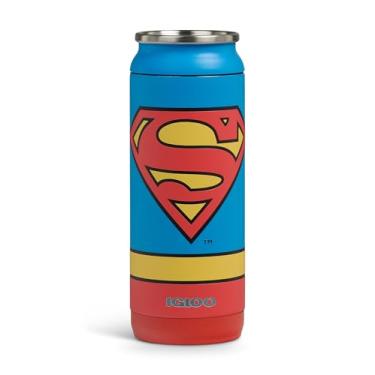 Imagem de Igloo DC Super Heroes Superman Lata de 473 ml, aço inoxidável isolado | Edição especial, impressão fosca 3D texturizada