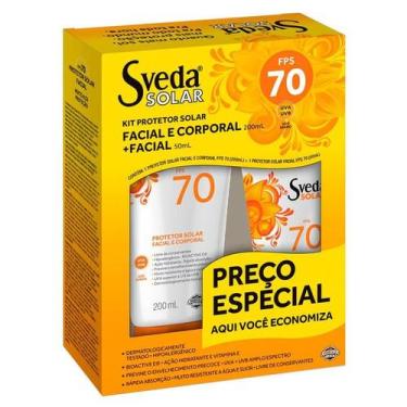 Imagem de Kit Protetor Solar Facial e Corporal Sveda FPS70 200ml + Protetor Sola