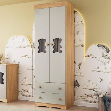 Imagem de Guarda-roupa Infantil 62cm 2 Portas com Vidro e 2 Gavetas Doçura Multimóveis MP4491