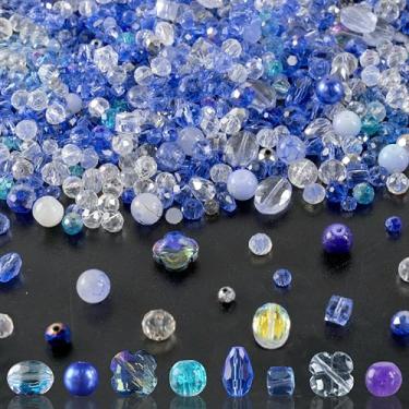 Imagem de 636 contas de vidro para fabricação de joias - contas de cristal azuis artesanais com contas soltas contas facetadas brilhantes perfuradas faça você mesmo para pulseiras, brincos de artesanato