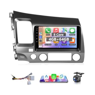 Imagem de XGU 4 + 64 G Rádio automotivo para Honda Civic 2006 a 2011 com CarPlay/Android Auto – tela sensível ao toque IPS de 9 polegadas, Android 13, GPS, WiFi, Bluetooth, FM DSP, câmera (8 núcleos)