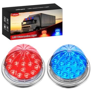 Imagem de Nilight Luz de melancia, 17 LEDs, duas cores, 2 peças, bisel de aço inoxidável, marcador lateral vermelho a azul, luzes de seta, 4 plugues IP68 à prova d'água para trailer, caminhonete, trailer