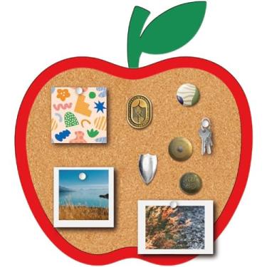 Imagem de CRASPIRE Quadro de cortiça com broche de maçã emoldurado para exibição de avisos vintage de madeira decorativo, 21 x 24 cm, broche de memória, suporte de lapela, para casa, escritório, escola, sala de