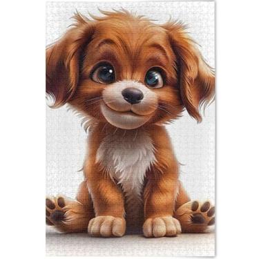 Imagem de Quebra-cabeça de desenho animado filhote de cachorro adulto 500 peças presentes para jogo de elefante branco exclusivo divertido brinquedo adulto personalizado impressão animal obra de arte, 52 cm x