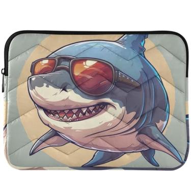 Imagem de Capa acolchoada para laptop com desenho animado legal de tubarão para MacBook Air de 13 polegadas, acessórios de computador, capa universal para notebook de 13 a 14 polegadas