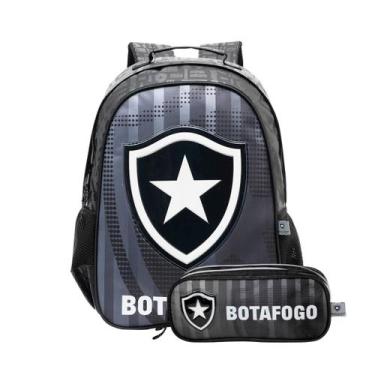 Imagem de Kit Mochila Costas Infantil Botafogo Escolar Estojo Duplo Cor:Preto, P