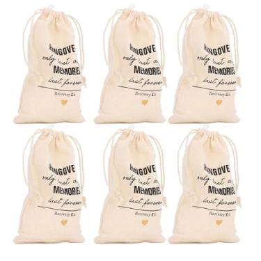 Imagem de CUOFYUNL 6 unidades de bolsas para presentes de despedida de solteiro com cordão, lembrancinhas de festa de solteiro, bolsas de chá de panela para suprimentos de casamento (MEMÓRIAS DE RESSACA)