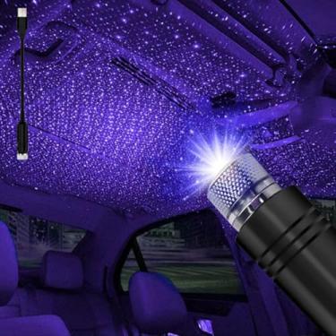 Imagem de 1 projetor estrela luz noturna ajustável LED interior de carro luz plug and play para teto de carro, ambiente de quarto, decoração de casa, azul, violeta
