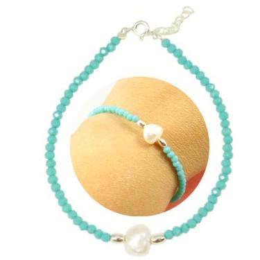 Imagem de Pulseira Miçanga Turquia Perola Barroca Natural Prata Legitima 925 - L