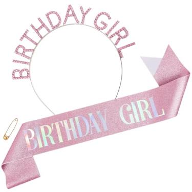 Imagem de Goktvai Conjunto Cinto Coroa para Aniversariante, com Alfinete de Segurança e Tiara de Strass Decoração Festa Aniversário para Mulheres Meninas (Roze Rosé Goud)