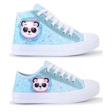 Imagem de Kit 2 Tênis Feminino Infantil Panda Botinha E Cano Curto - Lukys, Azul