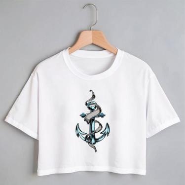 Imagem de Blusa Blusinha Camiseta Cropped TShirt Feminina Algodão Tecido Premium