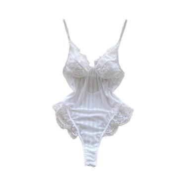 Imagem de Pijamas Femininos Pretos Com Decote Em V E Renda, Lingerie Sexy Transp