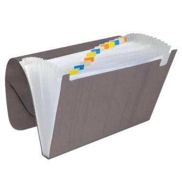 Imagem de Pasta Sanfonada Plástica A4 com 12 Divisões - Cores à Escolha, Ideal para Escola, Escritório e Organização de Documentos, Fechamento Seguro (Preto)