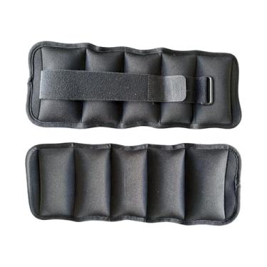 Imagem de simhoa Conjunto de 2 tornozeleiras com peso, sacos de areia pretos, pesos de pulso em ferro para treinamento físico, acessórios de ginástica e exercícios, 1.5 Libras