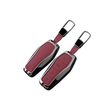 Imagem de Capa de chave remota de carro de liga compatível com BYD Atto 3 Han EV Dolphin Lied Tang Dm Qin PLUS Song Pro MAX Yuan Protetor Chaveiro(B 5-1 Red)